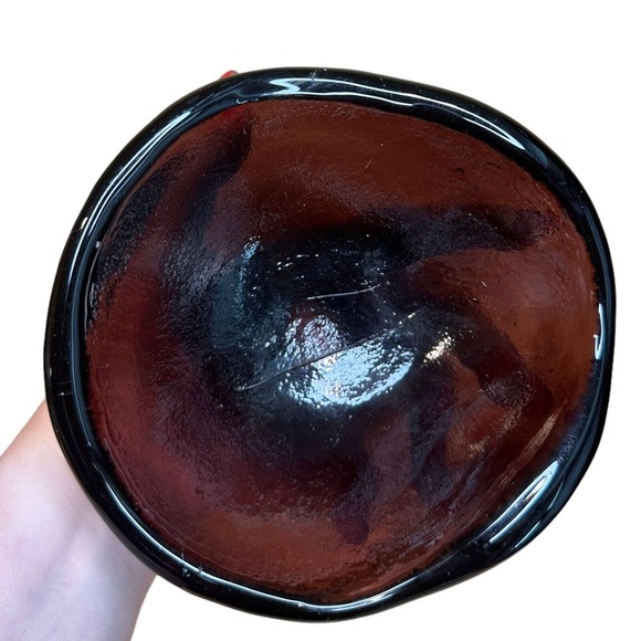 Dark Purple Thick Art Glass Bowl Candy Dish .25 in Thick 3" x 5.5" Grape Vintage - Picture 6 of 10